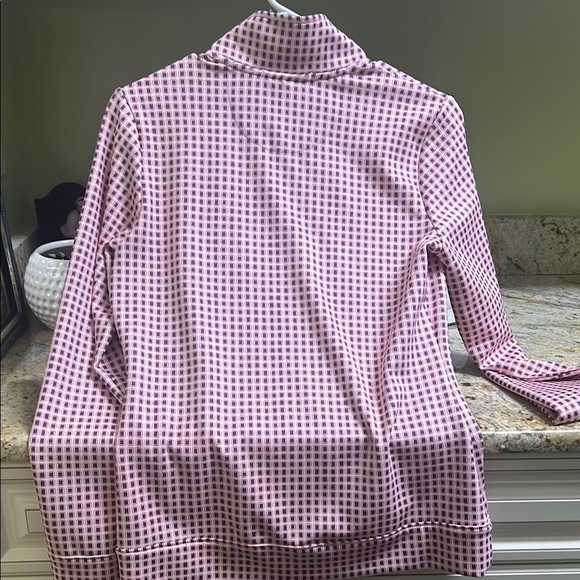Fairway & Greene Ladies Quarter-Zip Window Pane Pullover in Navy and Red SZ S - Picture 6 of 6
